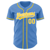 Custom Powder Blue Yellow-White Authentic Baseball Jersey