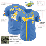 Custom Powder Blue Yellow-White Authentic Baseball Jersey