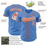 Custom Powder Blue Orange-White Authentic Baseball Jersey