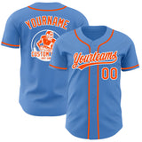 Custom Powder Blue Orange-White Authentic Baseball Jersey