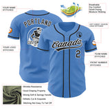 Custom Powder Blue Black-White Authentic Baseball Jersey