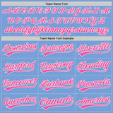 Custom Powder Blue Pink-White Authentic Baseball Jersey