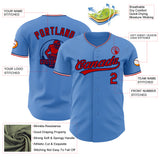 Custom Powder Blue Red Navy-White Authentic Baseball Jersey