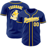 Custom Royal Yellow-White Authentic Baseball Jersey