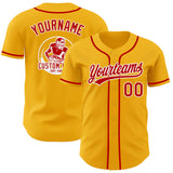 Custom Gold Red-White Authentic Baseball Jersey