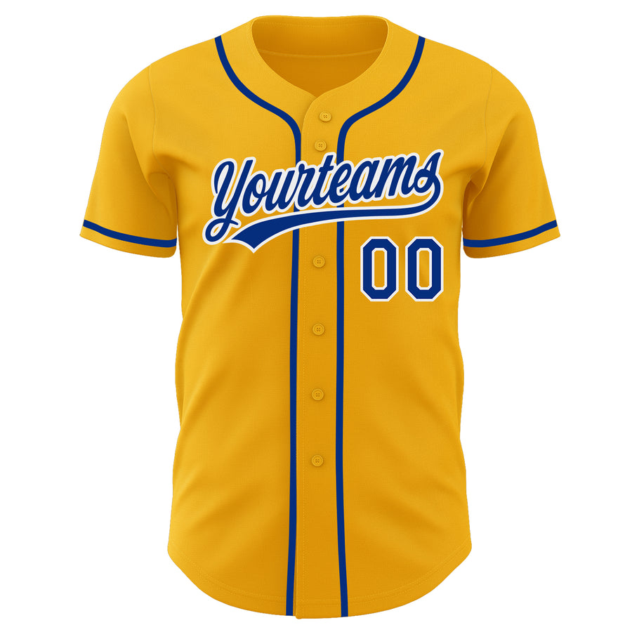 Custom Gold Royal-White Authentic Baseball Jersey