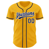 Custom Gold Navy-White Authentic Baseball Jersey