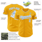 Custom Gold Light Blue-White Authentic Baseball Jersey
