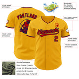 Custom Gold Red-Navy Authentic Baseball Jersey