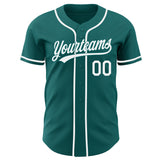 Custom Teal-White Authentic Baseball Jersey