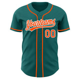 Custom Teal Orange-White Authentic Baseball Jersey