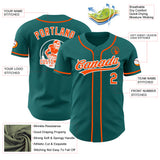 Custom Teal Orange-White Authentic Baseball Jersey