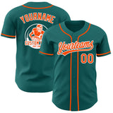 Custom Teal Orange-White Authentic Baseball Jersey