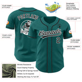 Custom Teal Black-White Authentic Baseball Jersey
