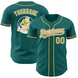 Custom Teal Old Gold-White Authentic Baseball Jersey