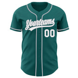 Custom Teal White-Gray Authentic Baseball Jersey