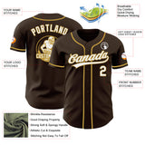 Custom Brown White-Old Gold Authentic Baseball Jersey
