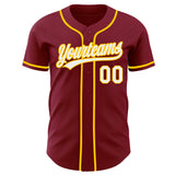 Custom Crimson White-Yellow Authentic Baseball Jersey