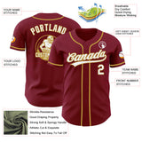 Custom Crimson White-Old Gold Authentic Baseball Jersey
