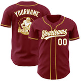 Custom Crimson White-Old Gold Authentic Baseball Jersey