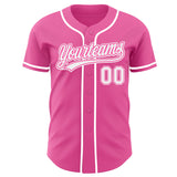 Custom Pink-White Authentic Baseball Jersey