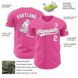 Custom Pink White-Gray Authentic Baseball Jersey