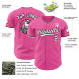 Custom Pink White-Black Authentic Baseball Jersey