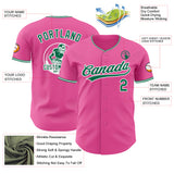 Custom Pink Kelly Green-White Authentic Baseball Jersey