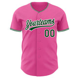 Custom Pink Green-White Authentic Baseball Jersey