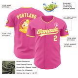 Custom Pink White-Yellow Authentic Baseball Jersey