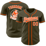 Custom Olive Orange-White Authentic Baseball Jersey