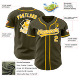 Custom Olive Gold-White Authentic Baseball Jersey