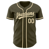 Custom Olive-Cream Authentic Baseball Jersey