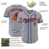 Custom Gray Royal-Orange Authentic Baseball Jersey