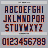 Custom Gray Navy-Orange Authentic Baseball Jersey