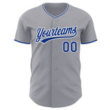 Custom Gray Royal-White Authentic Baseball Jersey