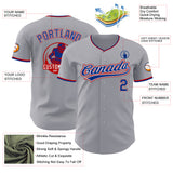 Custom Gray Royal White-Red Authentic Baseball Jersey