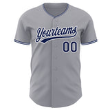 Custom Gray Navy-White Authentic Baseball Jersey