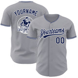 Custom Gray Navy-White Authentic Baseball Jersey