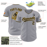 Custom Gray Black-Old Gold Authentic Baseball Jersey