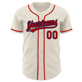 Custom Cream Red-Navy Authentic Baseball Jersey