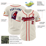 Custom Cream Red-Navy Authentic Baseball Jersey