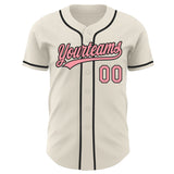 Custom Cream Medium Pink-Black Authentic Baseball Jersey