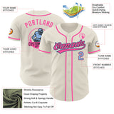 Custom Cream Light Blue Black-Pink Authentic Baseball Jersey