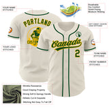 Custom Cream Green-Gold Authentic Baseball Jersey