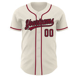 Custom Cream Crimson-Black Authentic Baseball Jersey