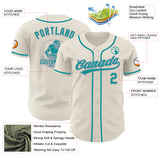 Custom Cream Teal-Gray Authentic Baseball Jersey