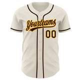 Custom Cream Brown-Gold Authentic Baseball Jersey