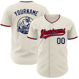 Custom Cream Navy-Red Authentic Baseball Jersey