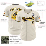 Custom Cream Navy-Gold Authentic Baseball Jersey